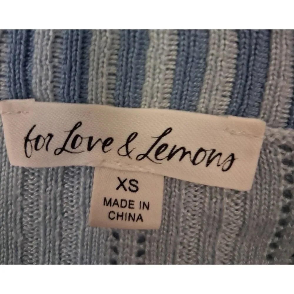 For love and lemon womens xsmall baby blue crop top shirt knit stretch
